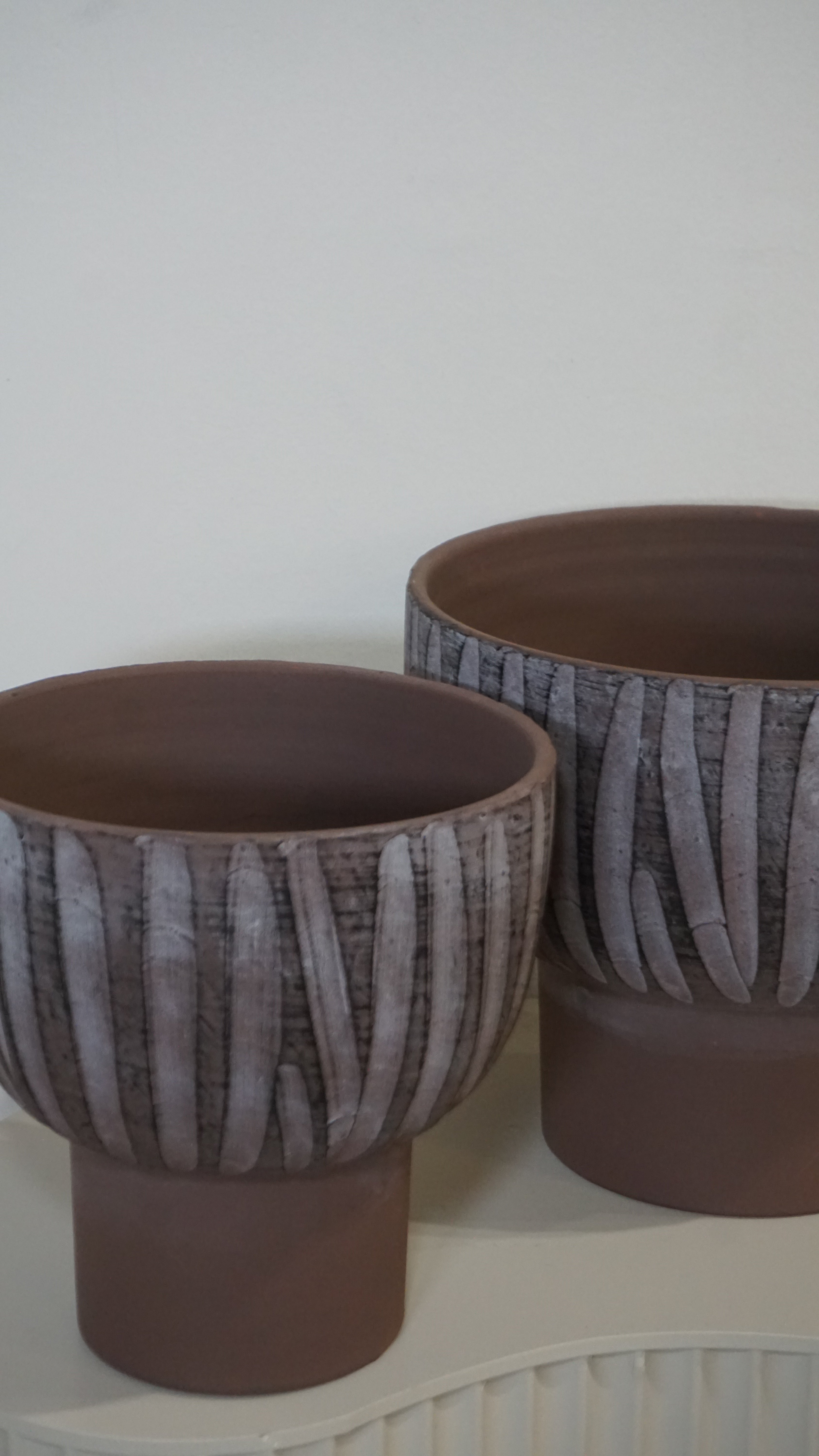 SET 2 VASI IN CERAMICA MARRONE