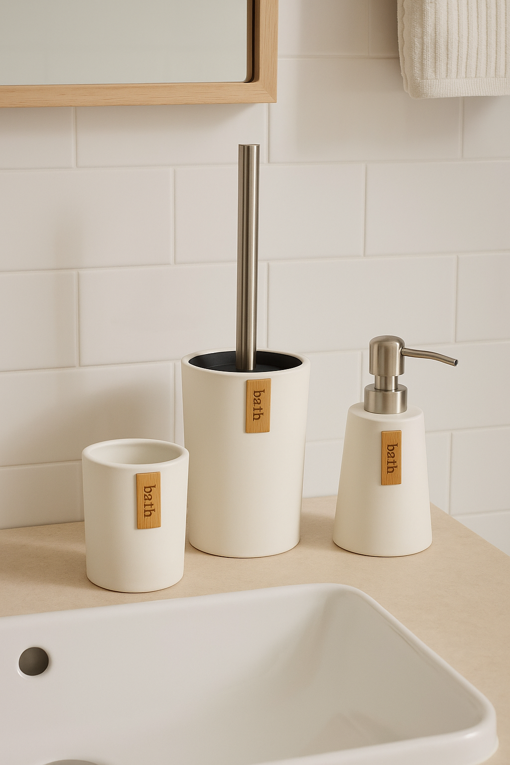 SET BAGNO 3 PEZZI BIANCO OPACO