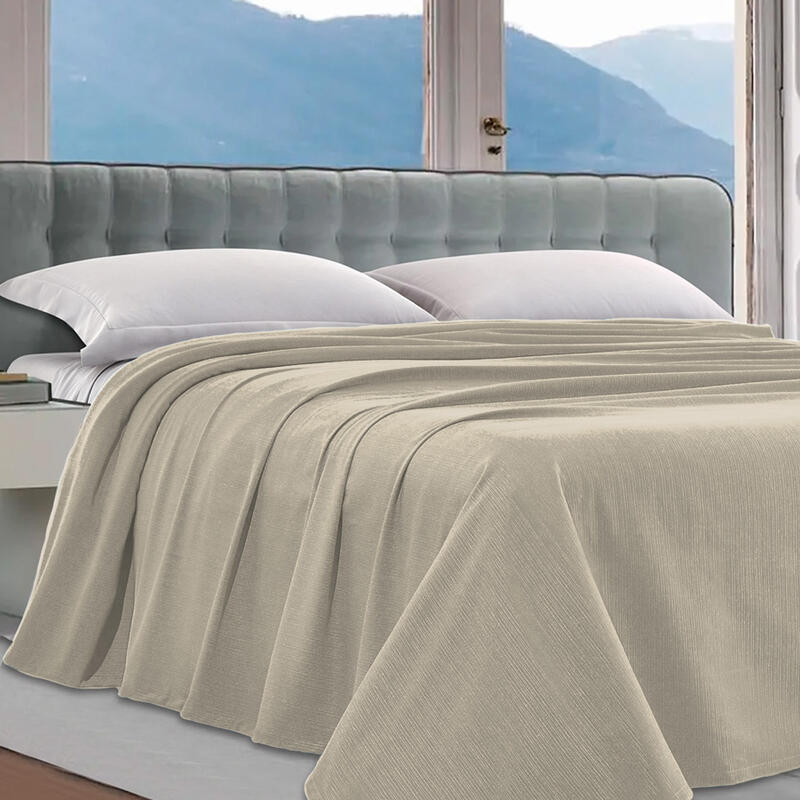 COPRILETTO IN COTONE BEIGE MATRIMONIALE ANGEL'S