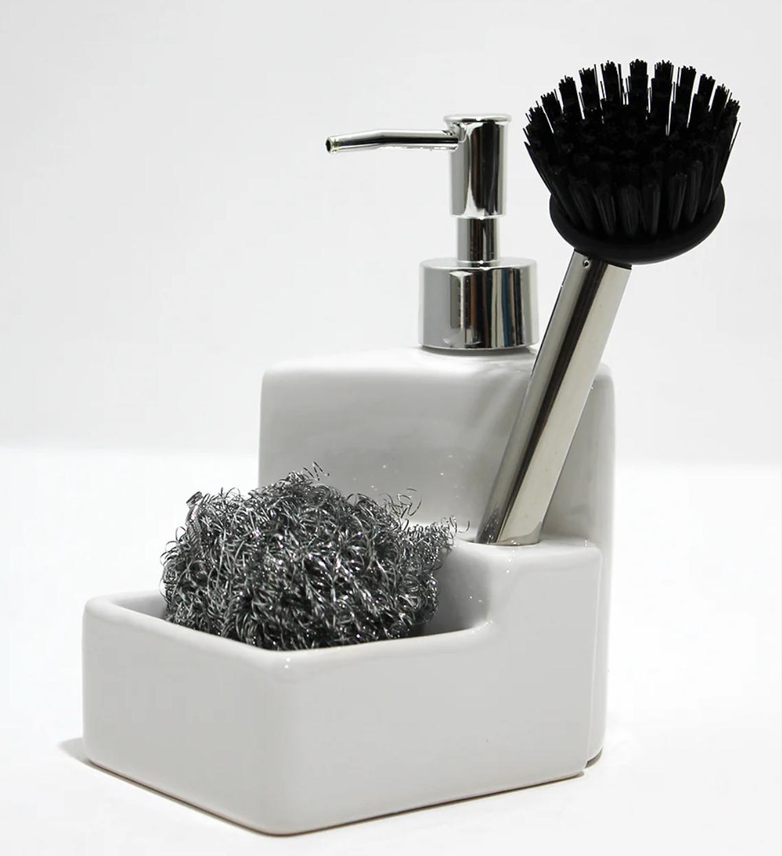Dispenser da cucina con spugna e spazzoletta