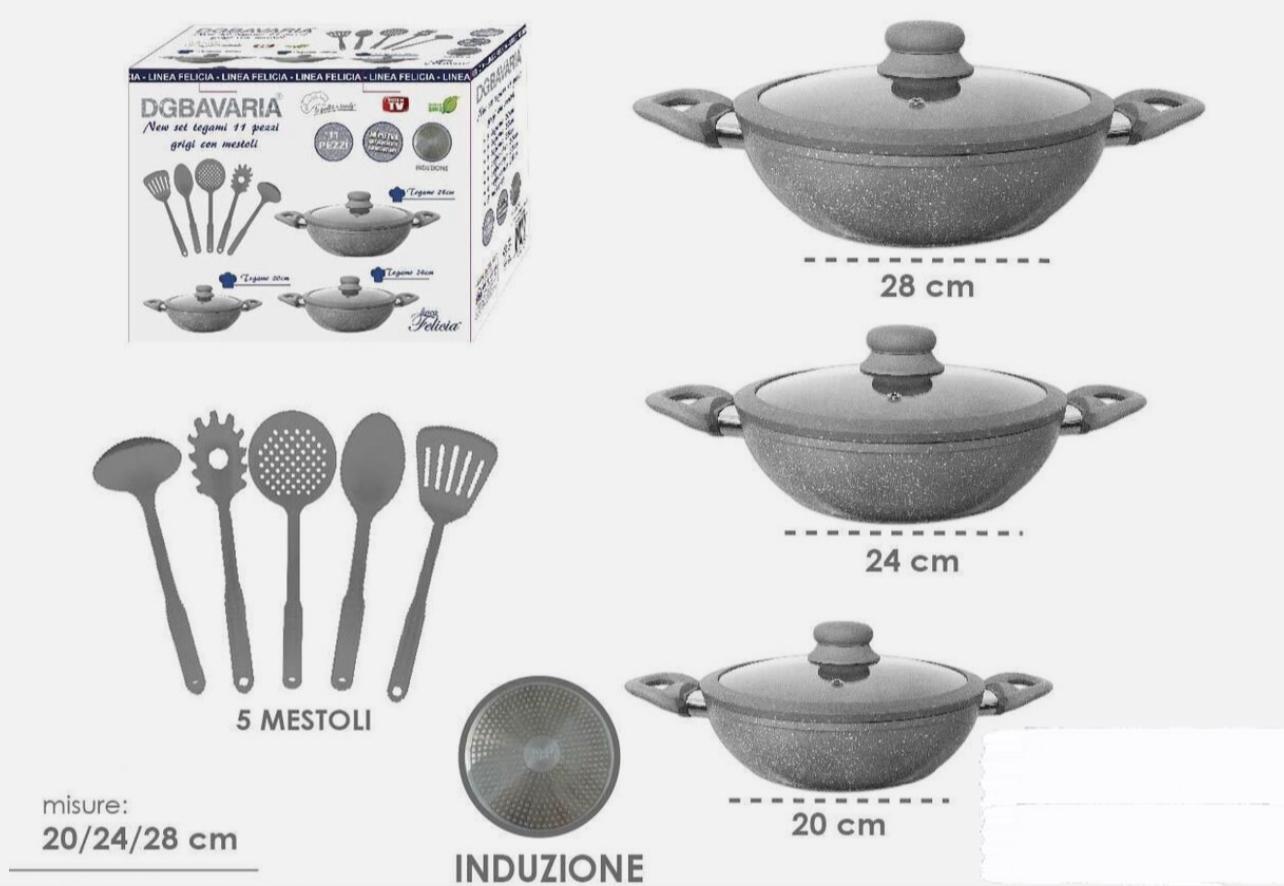Set Casseruole 11 PZ DGBAVARIA GRIGIO