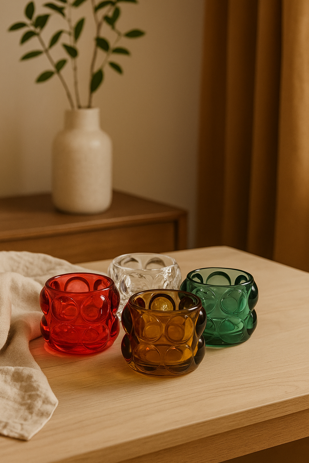 PORTA TEA LIGHT IN VETRO ROSSO