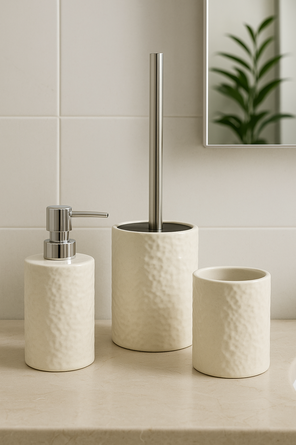 SET BAGNO 3 PEZZI CREMA LUCIDO