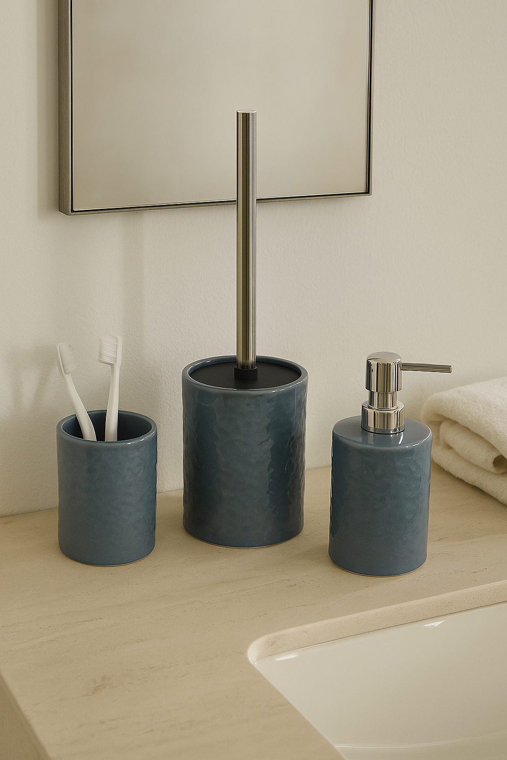 SET BAGNO 3 PEZZI GRIGIO LUCIDO