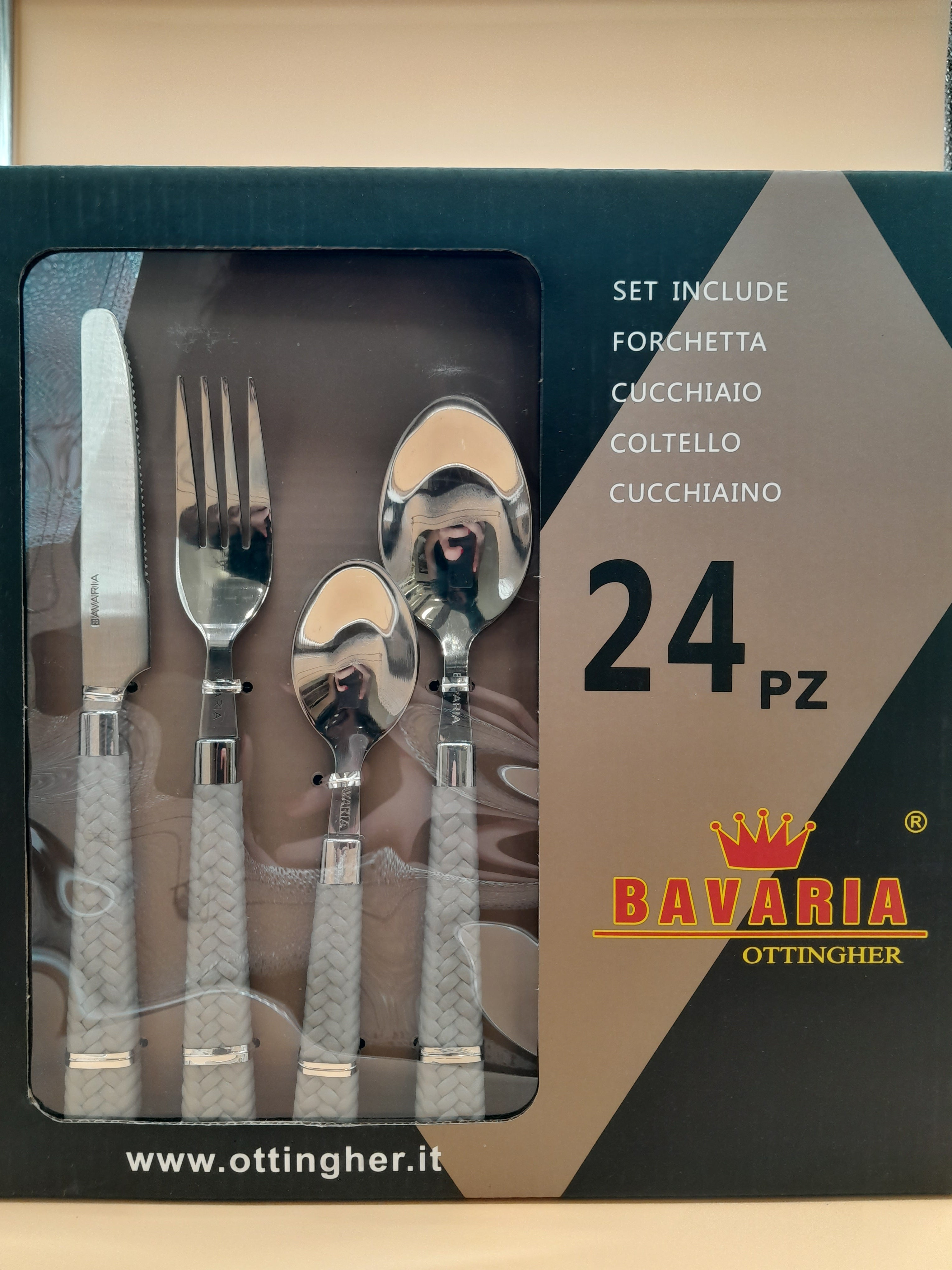 SET 24 PEZZI POSATE BAVARIA CON MANICO GRIGIO