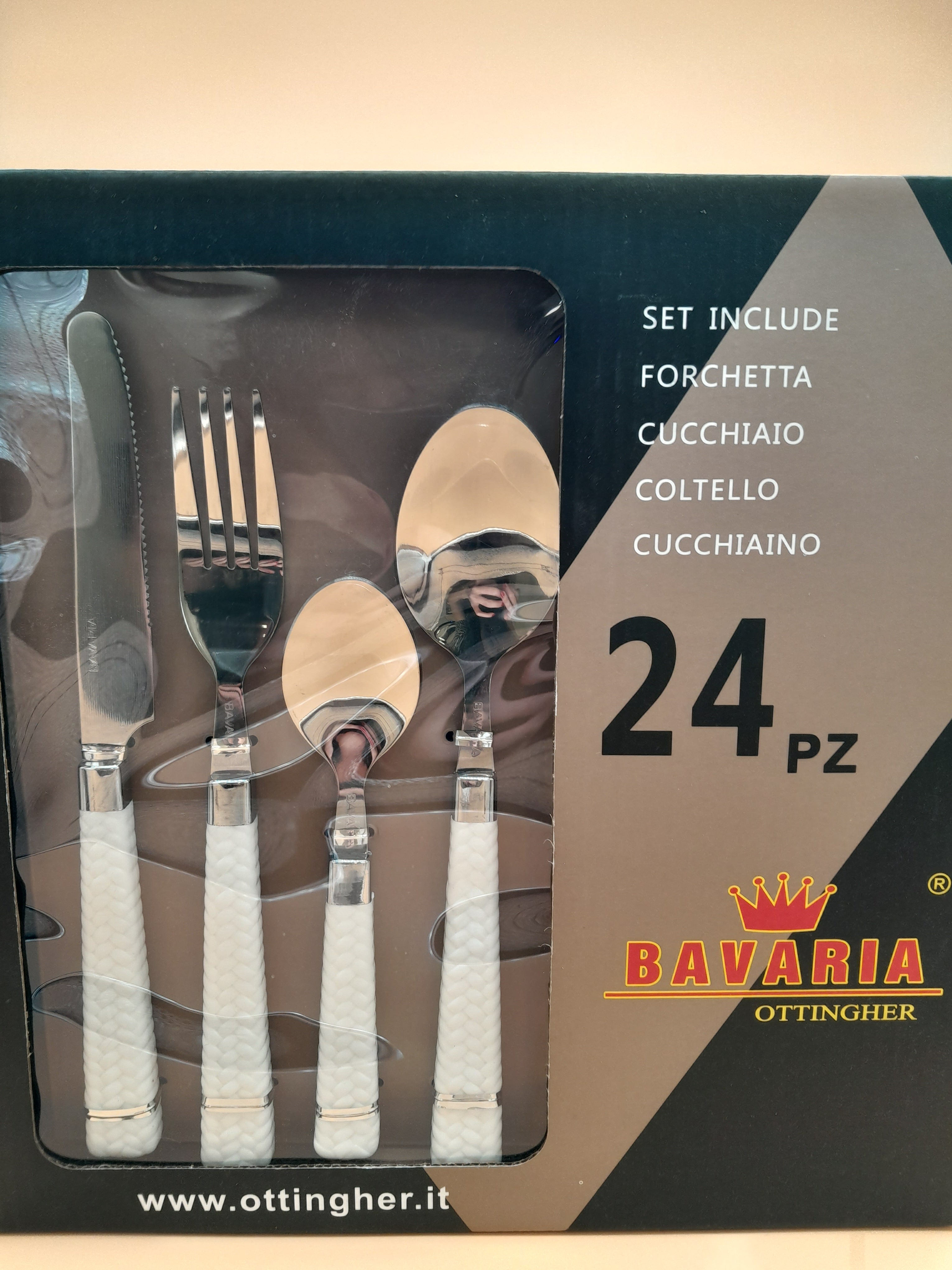 SET 24 PEZZI POSATE BAVARIA CON MANICO BIANCO