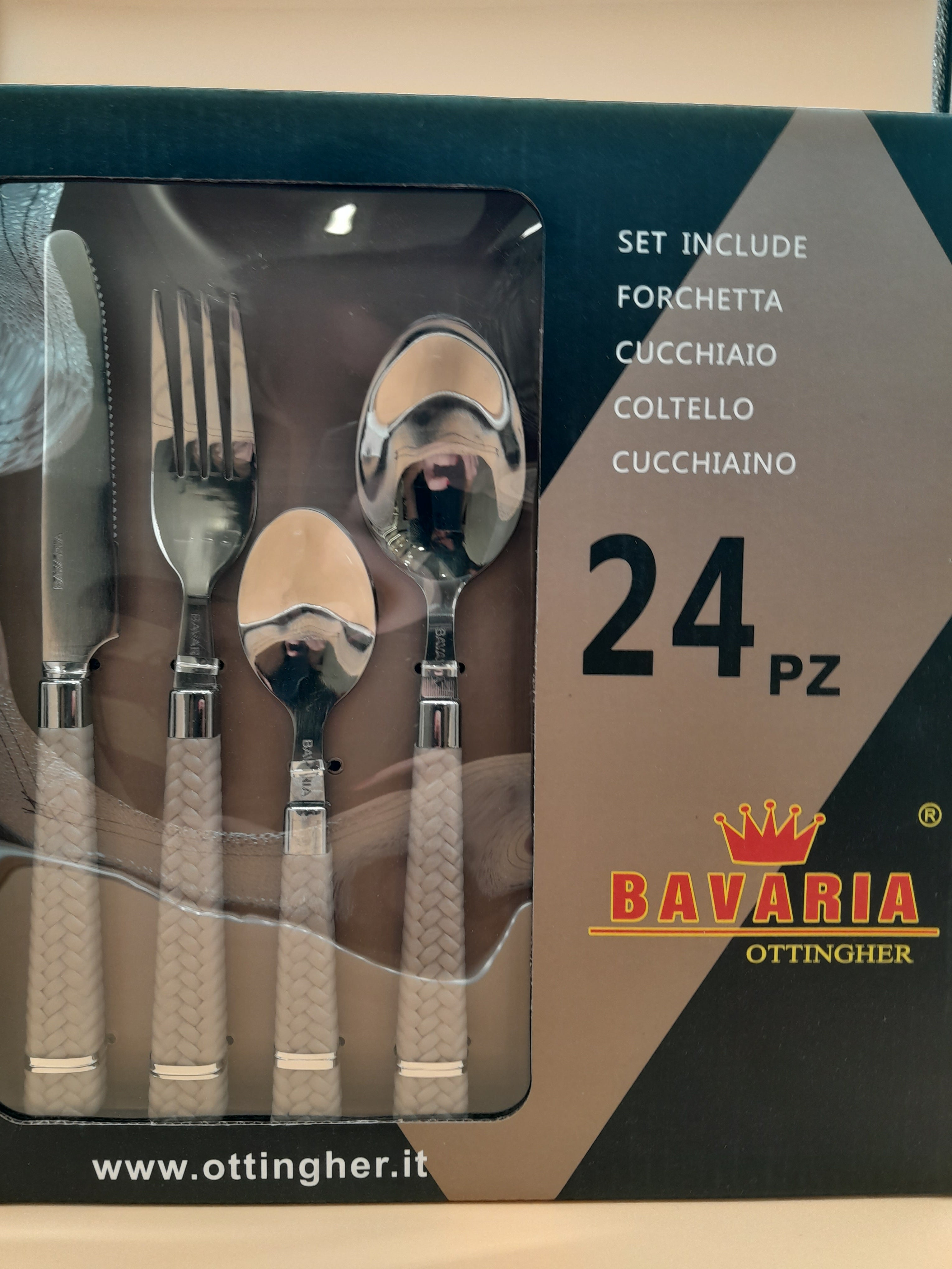SET 24 PEZZI POSATE BAVARIA CON MANICO BEIGE