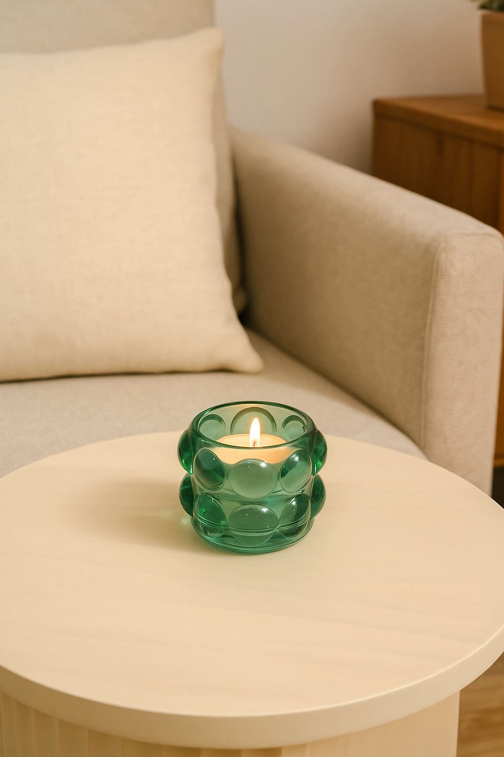 PORTA TEA LIGHT IN VETRO VERDE