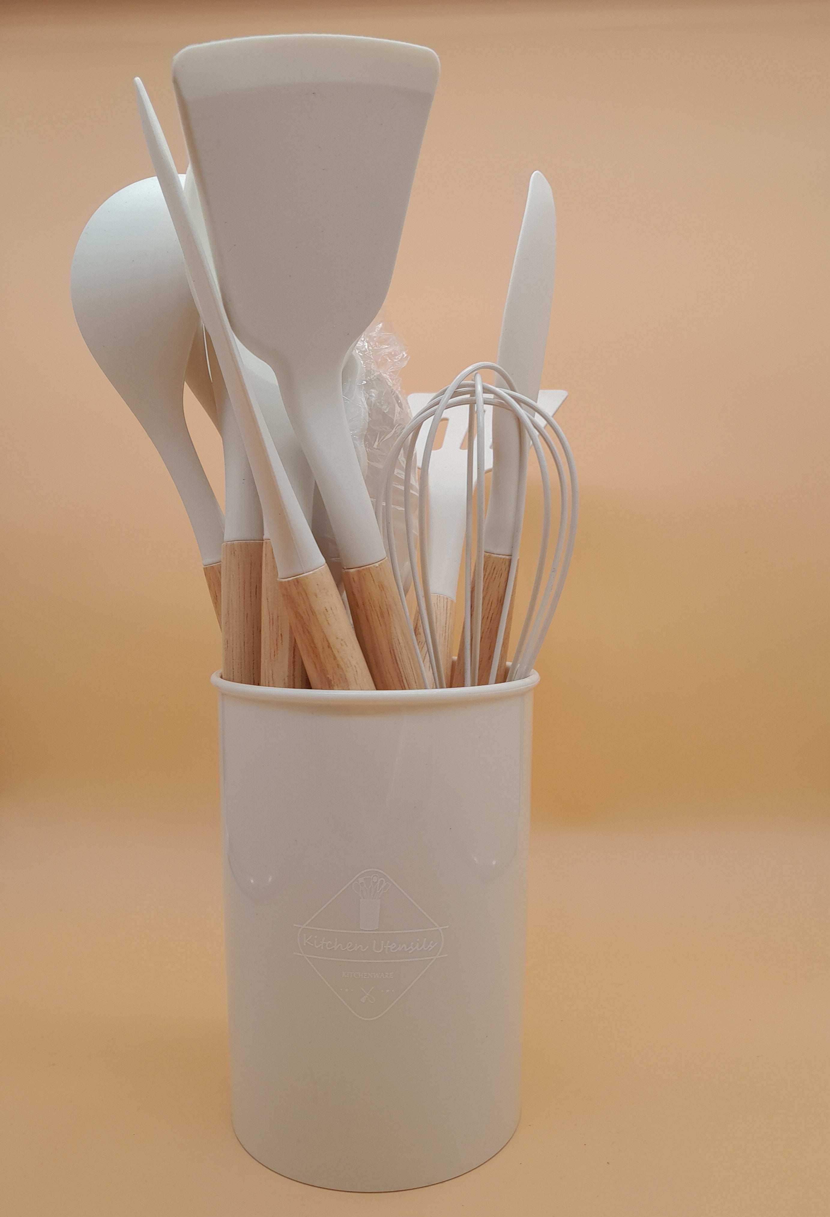 KIT 11 PEZZI UTENSILI DA CUCINA IN SILICONE AVORIO