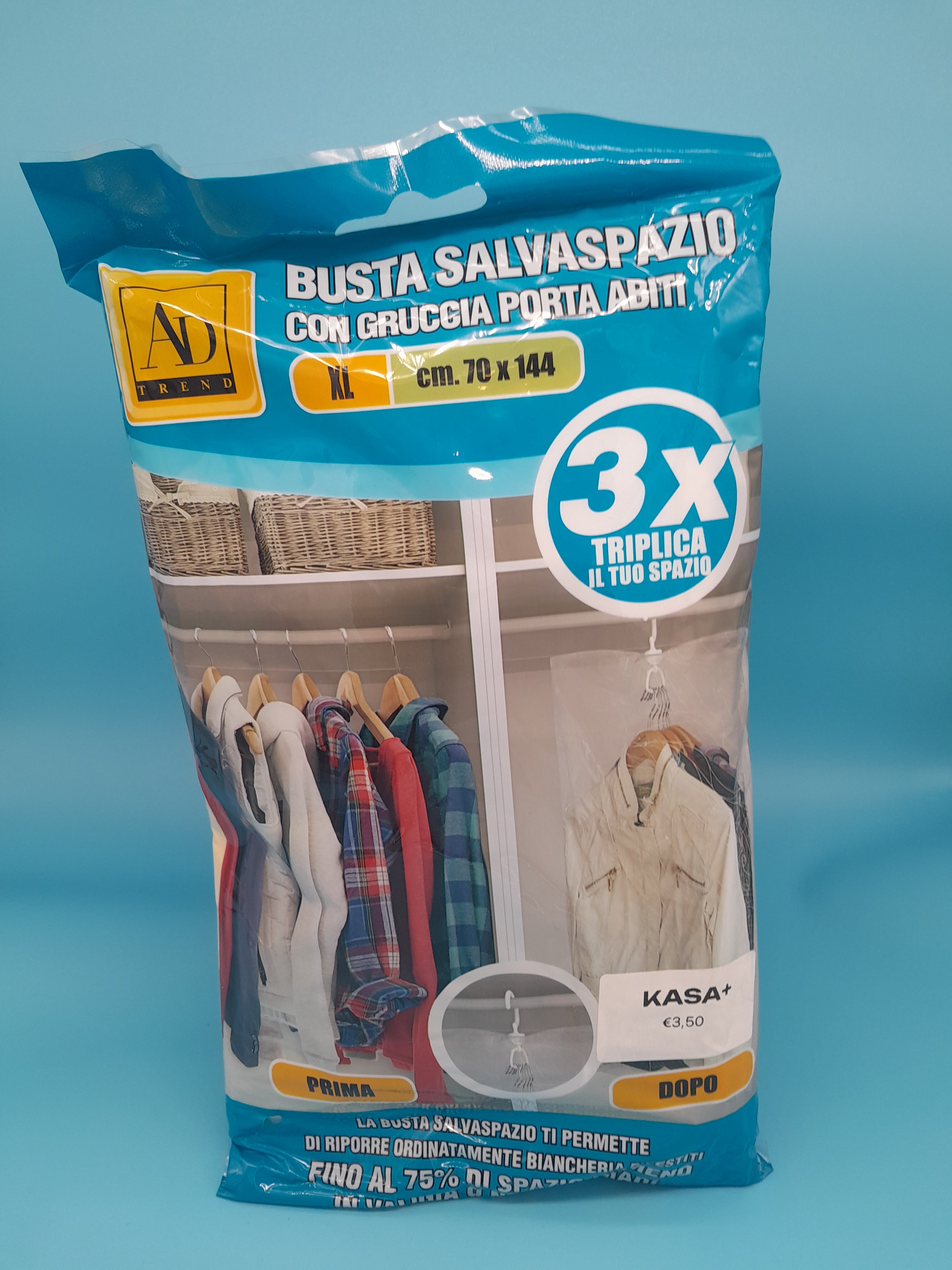 BUSTA SALVASPAZIO CON GRUCCIA PORTA ABITI XL