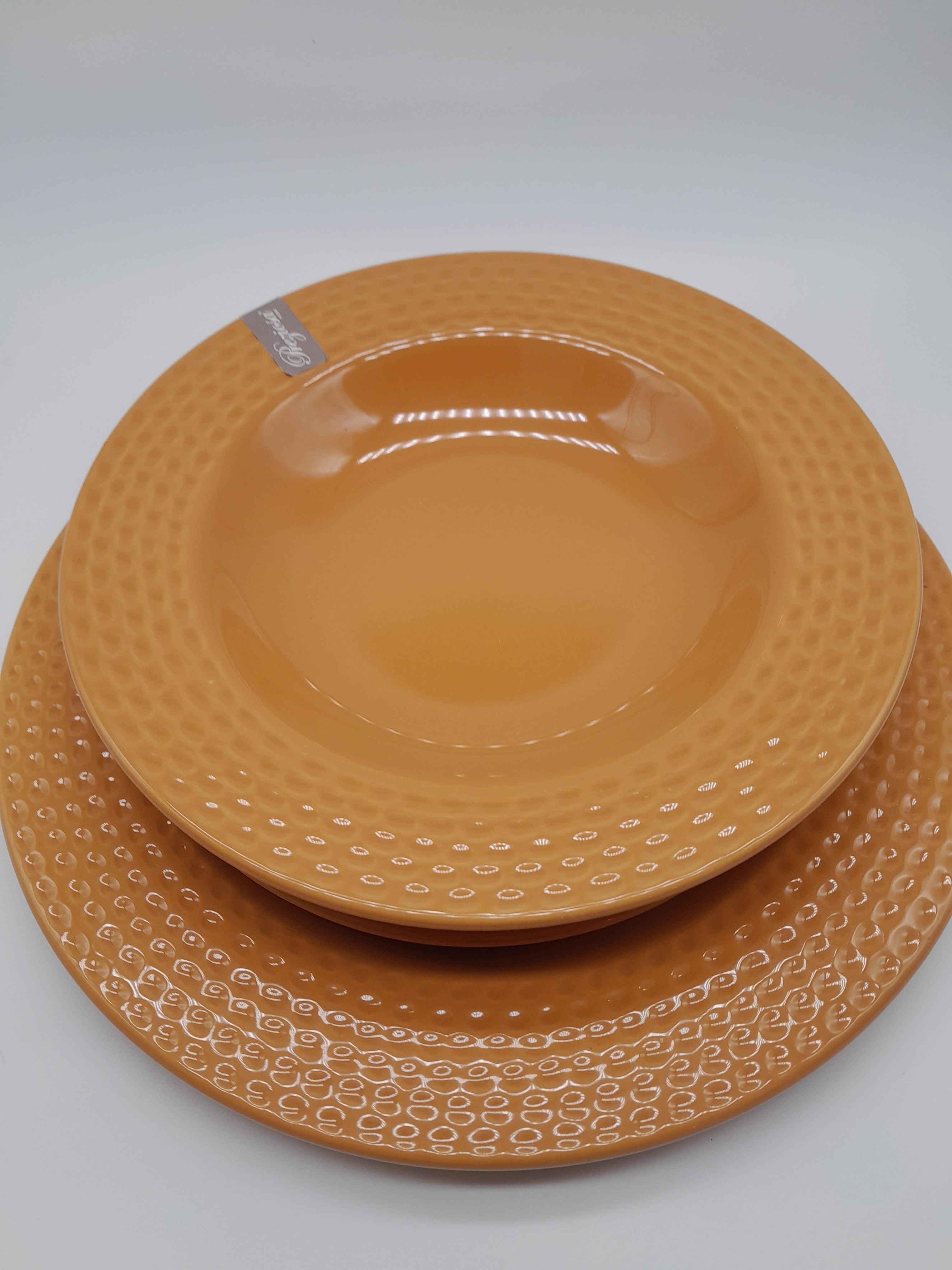 SET 6 PIATTI OCRA IN CERAMICA LINEA PREZIOSA