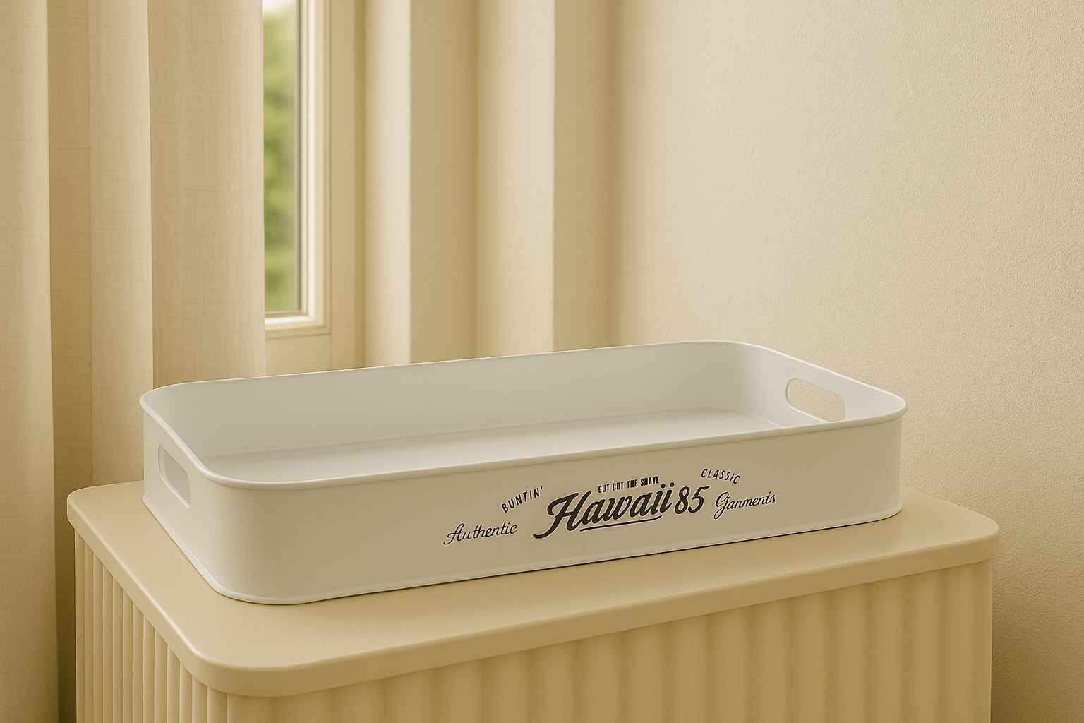 VASSOIO GRANDE IN LATTA BIANCO "HAWAY"