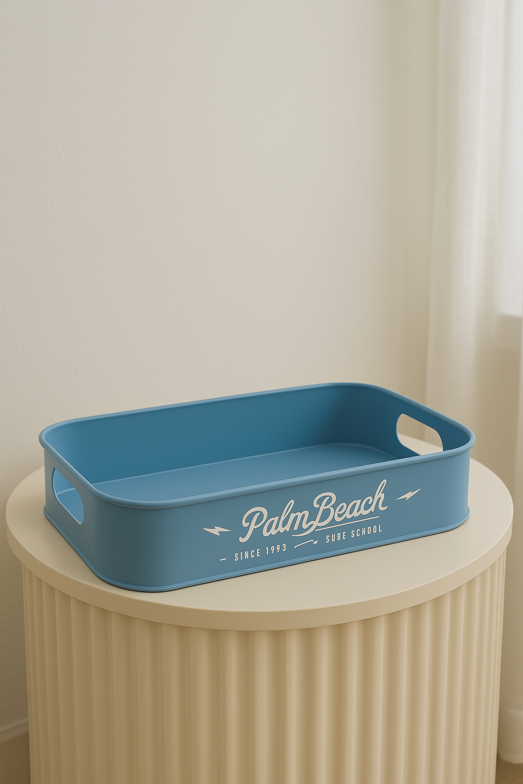 VASSOIO MEDIO  IN LATTA AZZURRO "PALM BEACH"